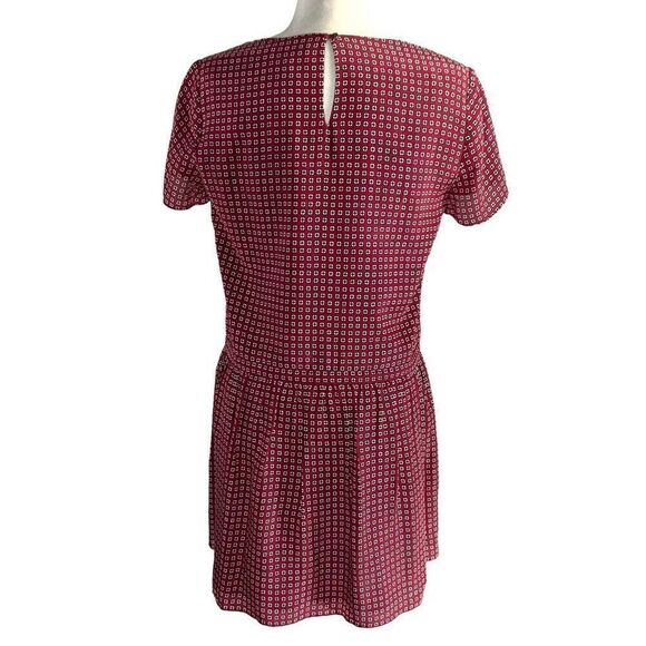 Madewell Light-weight Small Oversized Silk Short Sleeve Ascot Tile Drop Waist Dr - Picture 6 of 12